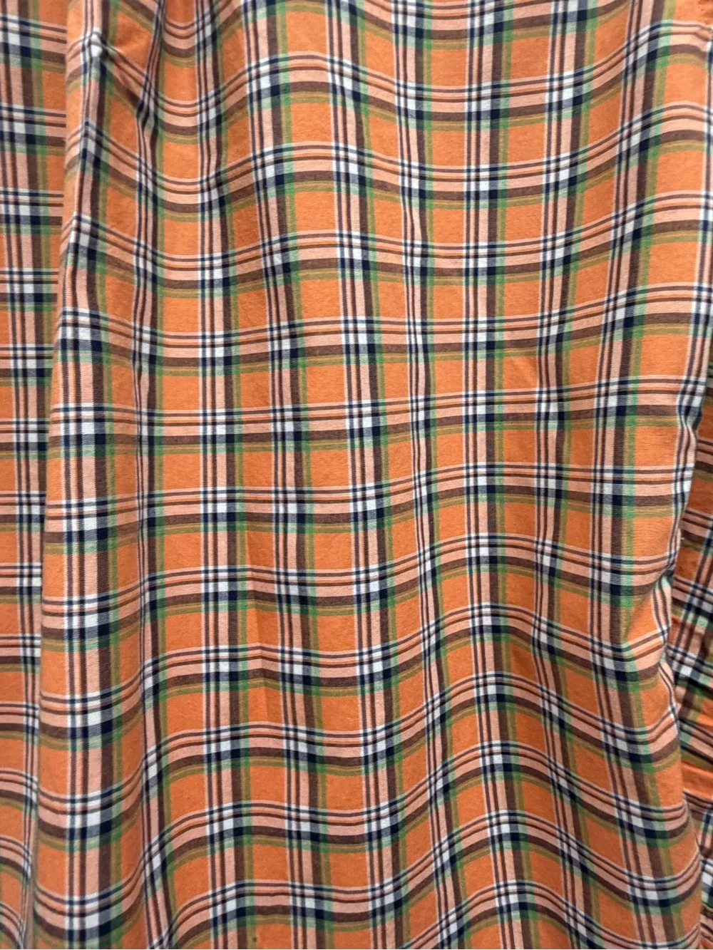 Ralph Lauren Orange Green Plaid Button-Down Kids Shirt 100% Cotton